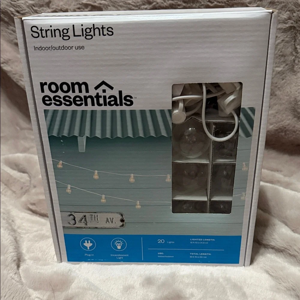 Room Essentials White String Lights with Clear Bulbs